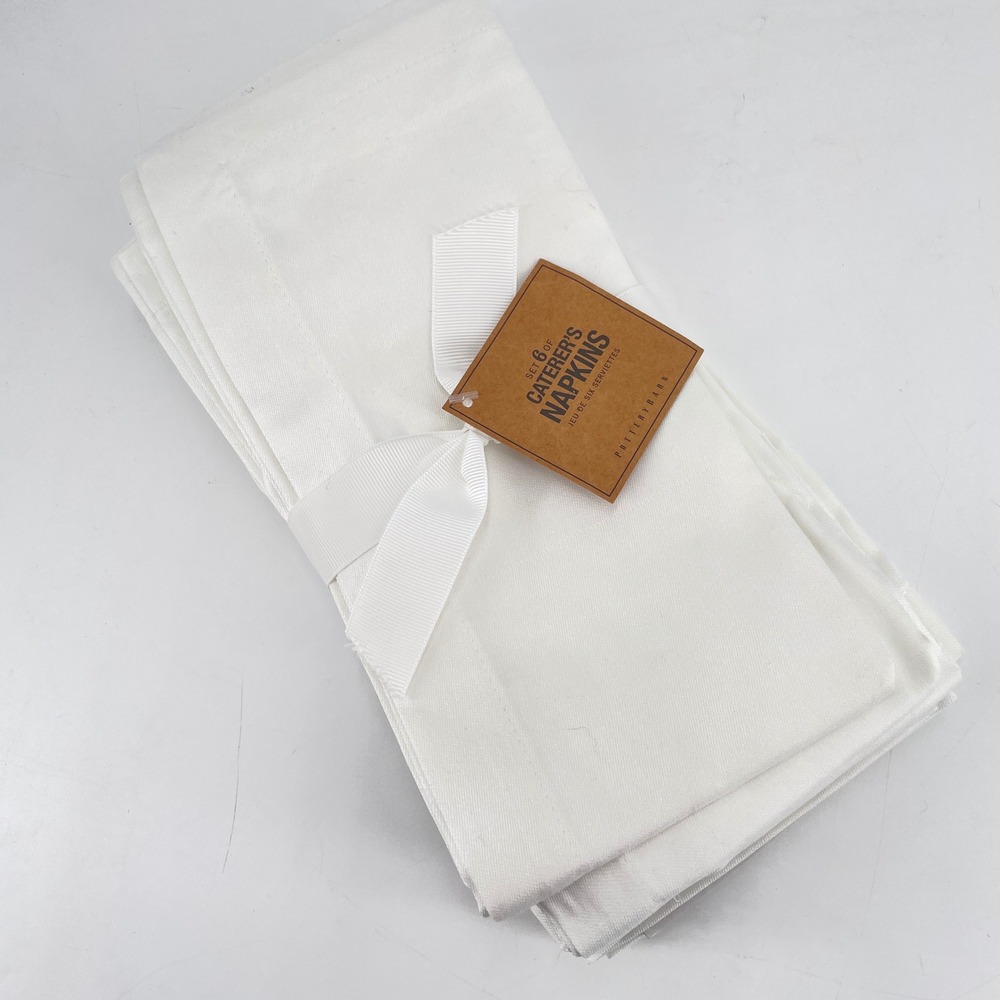 Pottery Barn Caterers Table Dinner Napkins Set of 6 White 100% Cotton 20x20